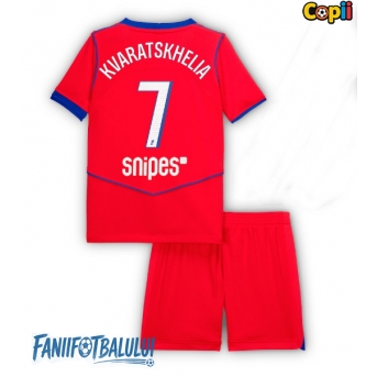 Paris Saint-Germain Khvicha Kvaratskhelia #7 Echipament de Fotbal Replică 2025-26 Copii Treilea (+ Șorturi)